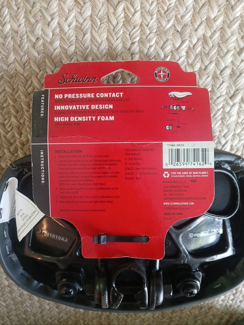 Schwinn Black Bicycle Seat No Pressure Noseless Saddle NWT - Picture 5 of 16